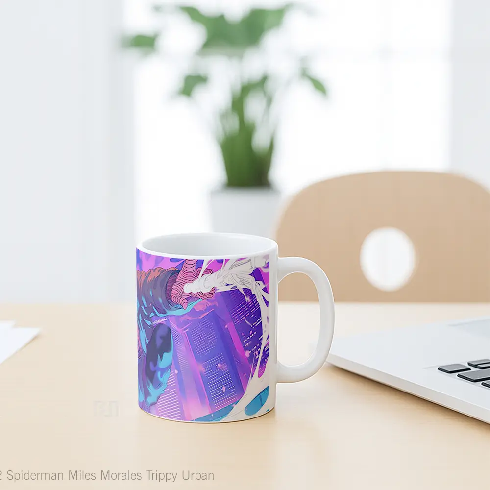 Mug Spiderman Miles Morales Trippy Urban Gelas Keramik Koleksi Superhero - All-side / Desain