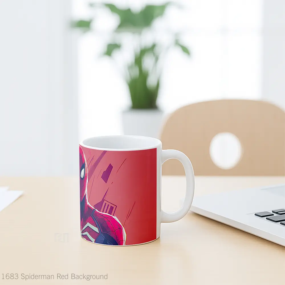 Mug Spiderman Red Background Koleksi Mug Film dan Komik - All-side / Desain