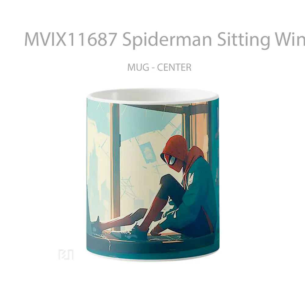 Mug Spiderman Sitting Window Aesthetic Gelas Keramik Koleksi Superhero