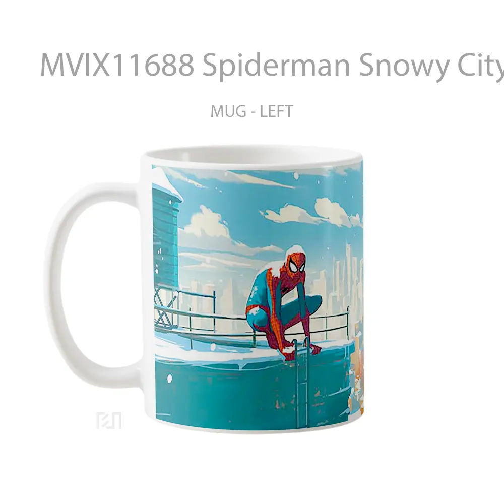 Mug Spiderman Snowy City Comix Pc Gelas Keramik Koleksi Superhero - All-side / Desain