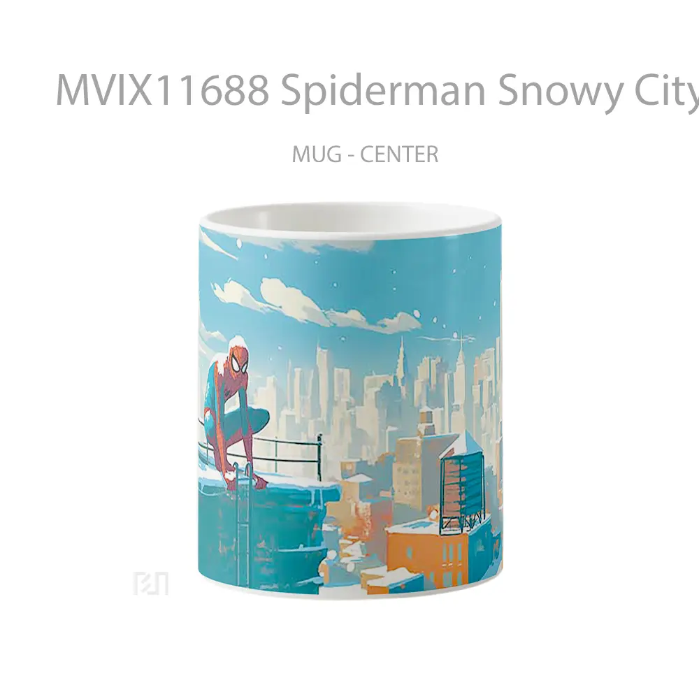 Mug Spiderman Snowy City Comix Pc Gelas Keramik Koleksi Superhero