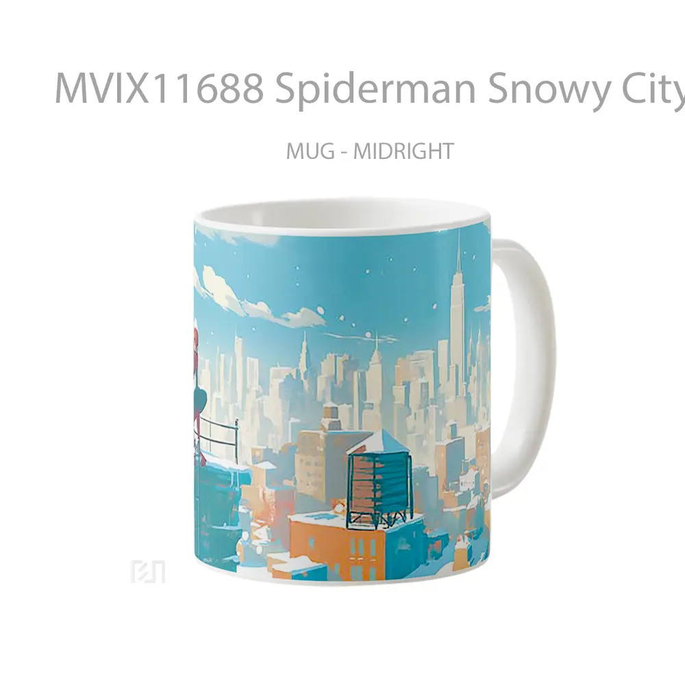 Mug Spiderman Snowy City Comix Pc Gelas Keramik Koleksi Superhero - All-side / Desain
