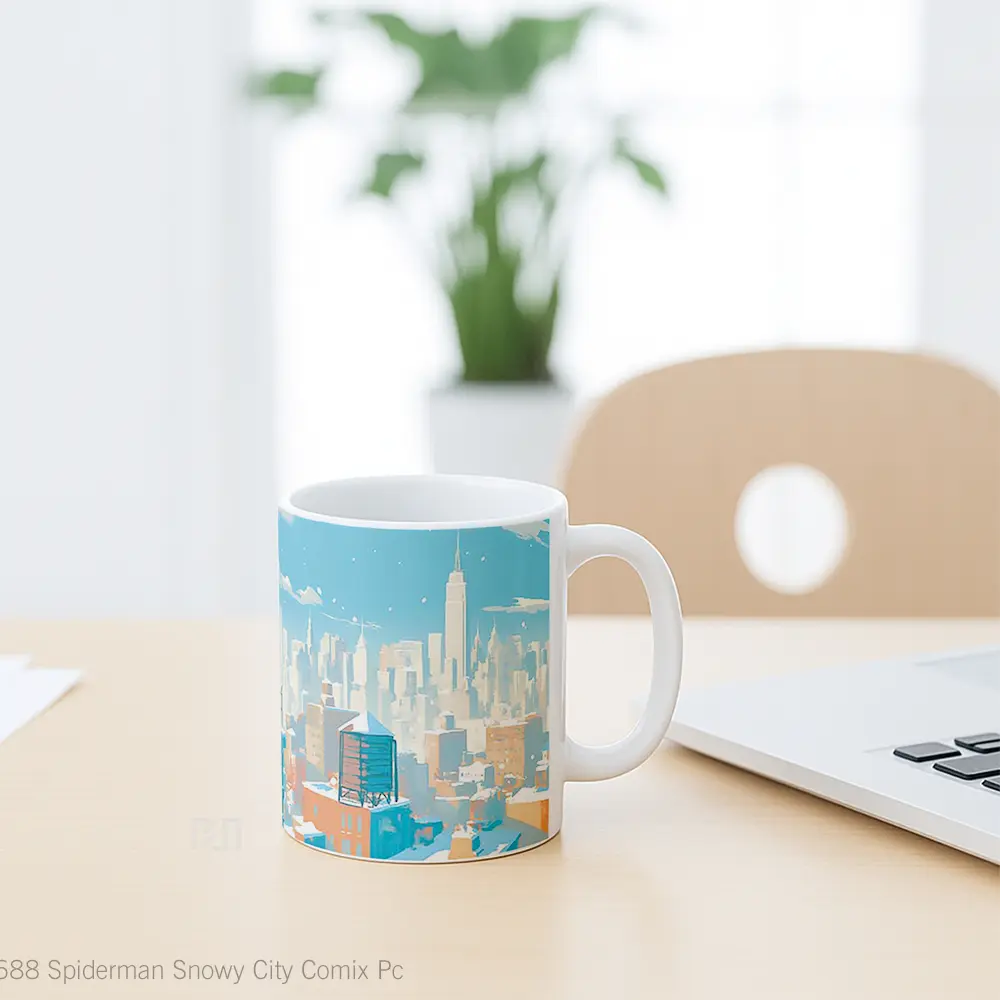 Mug Spiderman Snowy City Comix Pc Gelas Keramik Koleksi Superhero - All-side / Desain