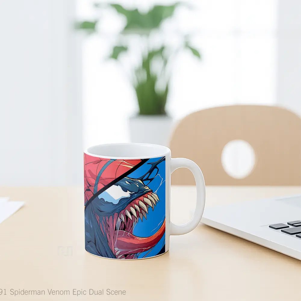 Mug Spiderman Venom Epic Dual Scene Hadiah Spesial Fans Superhero - All-side / Desain