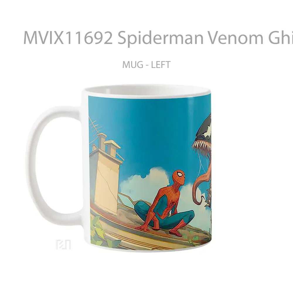 Mug Spiderman Venom Ghibli Style Gelas Keramik Koleksi Superhero - All-side / Desain