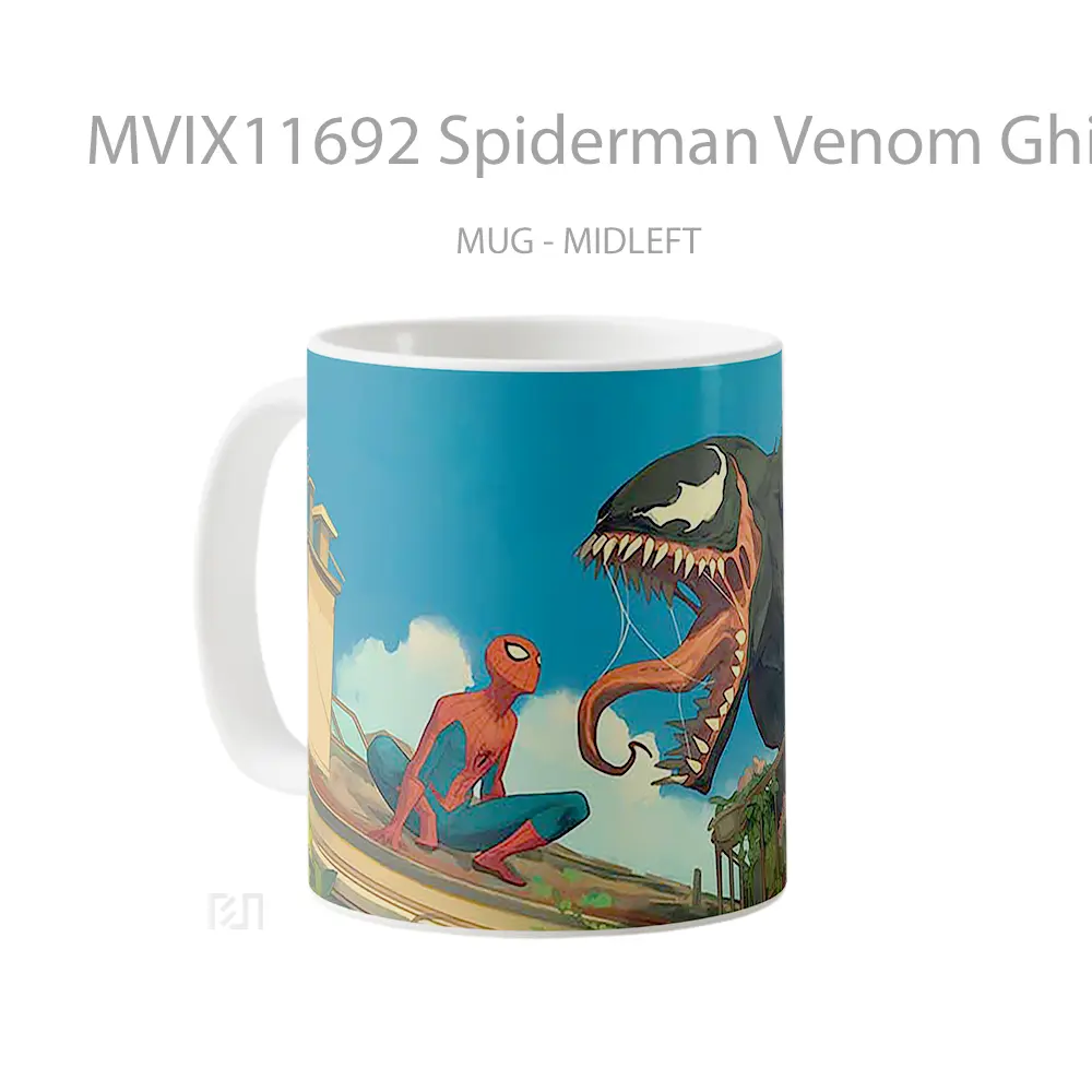 Mug Spiderman Venom Ghibli Style Gelas Keramik Koleksi Superhero - All-side / Desain