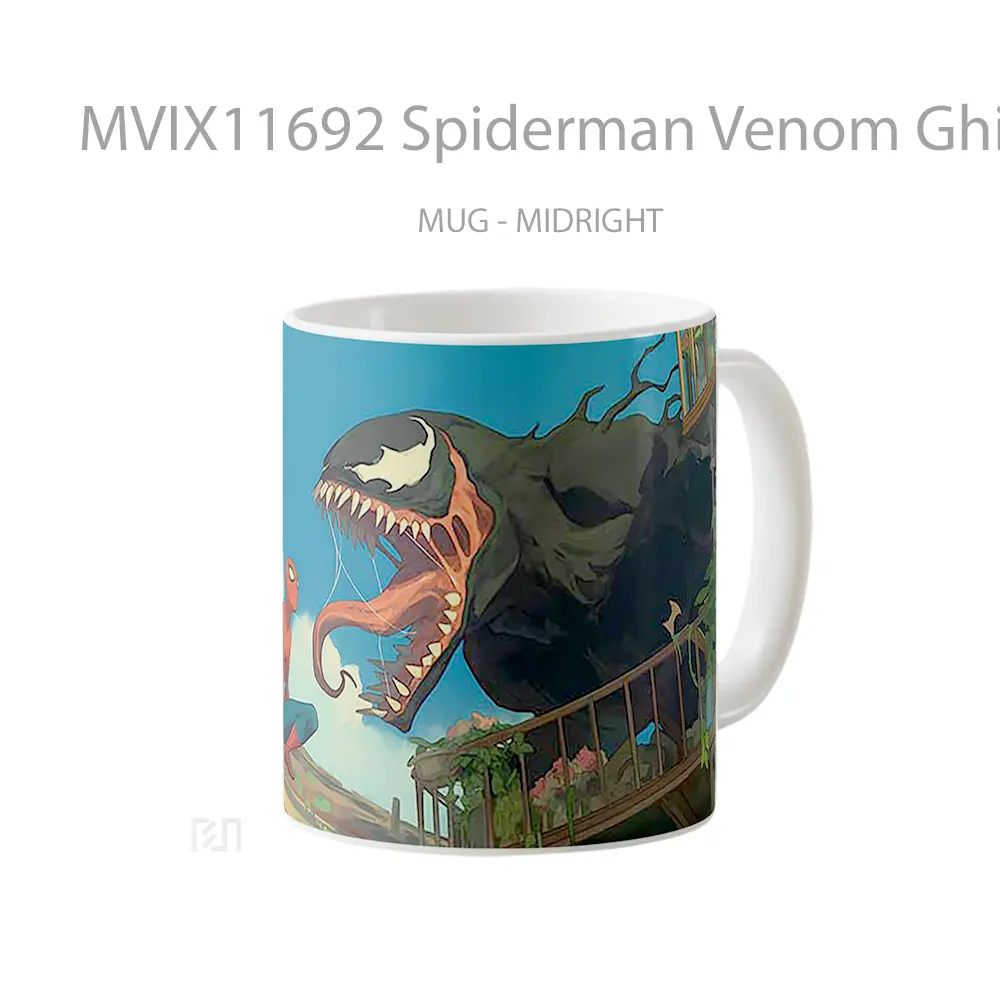 Mug Spiderman Venom Ghibli Style Gelas Keramik Koleksi Superhero - All-side / Desain