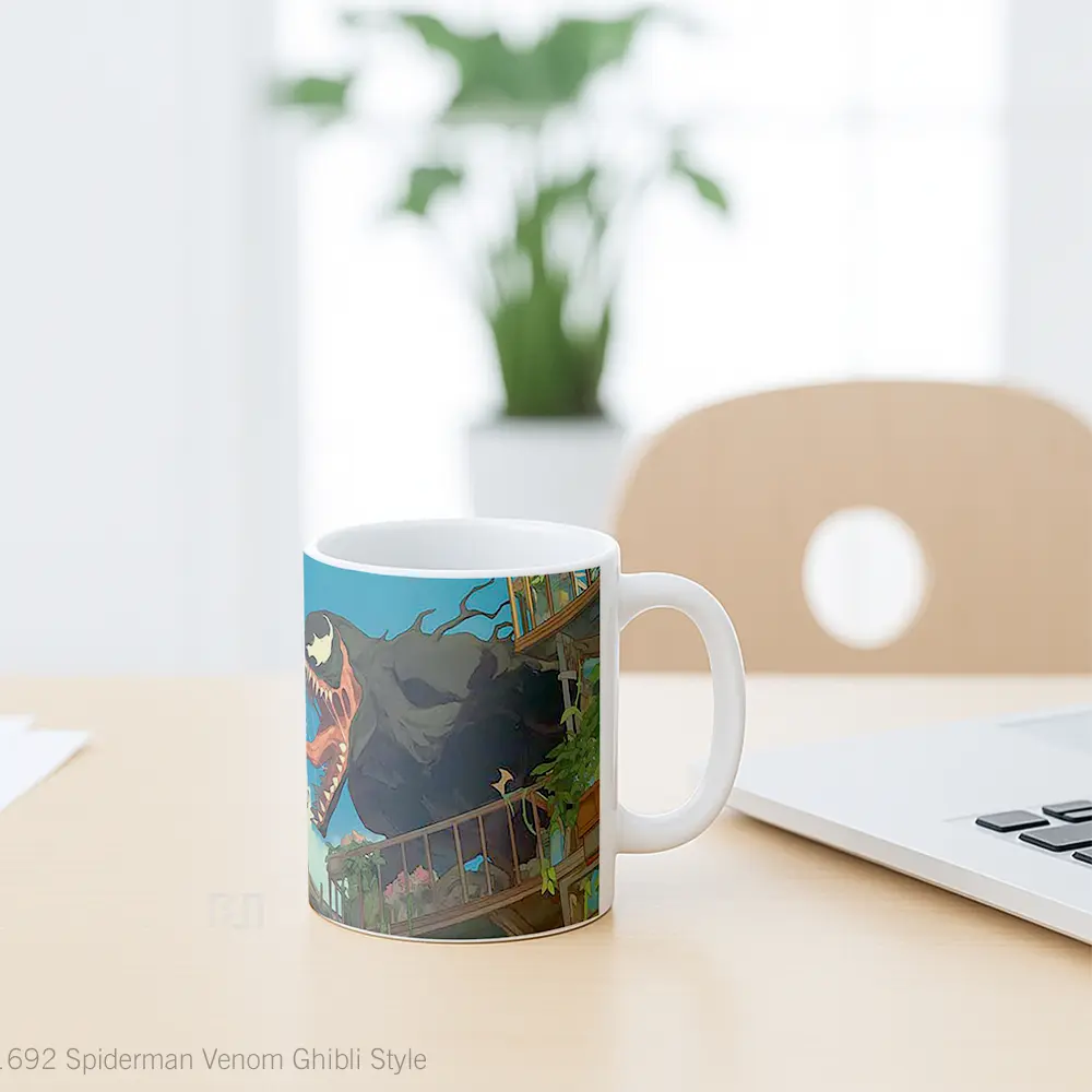 Mug Spiderman Venom Ghibli Style Gelas Keramik Koleksi Superhero - All-side / Desain