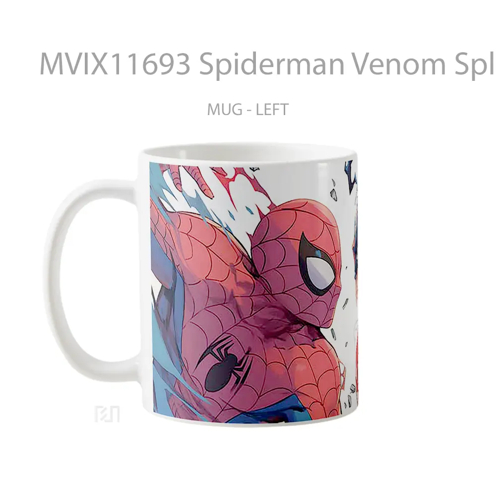 Mug Spiderman Venom Split Screen Gelas Keramik Koleksi Superhero - All-side / Desain