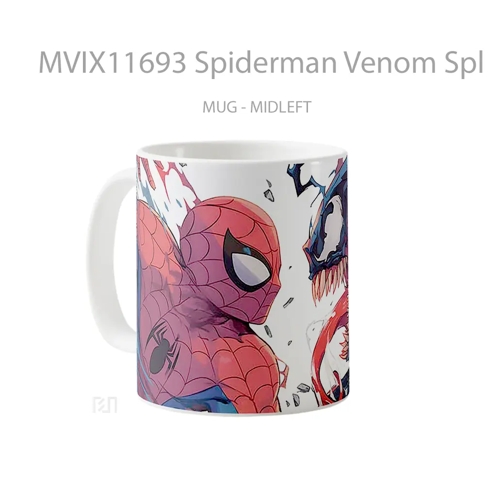 Mug Spiderman Venom Split Screen Gelas Keramik Koleksi Superhero - All-side / Desain