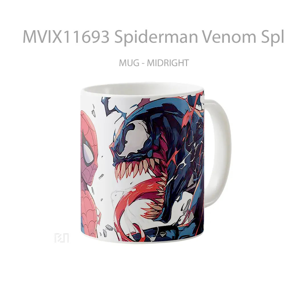 Mug Spiderman Venom Split Screen Gelas Keramik Koleksi Superhero - All-side / Desain