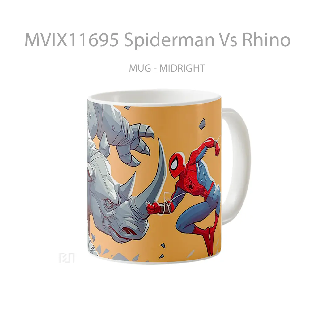 Mug Spiderman Vs Rhino Koleksi Mug Film dan Komik - All-side / Desain