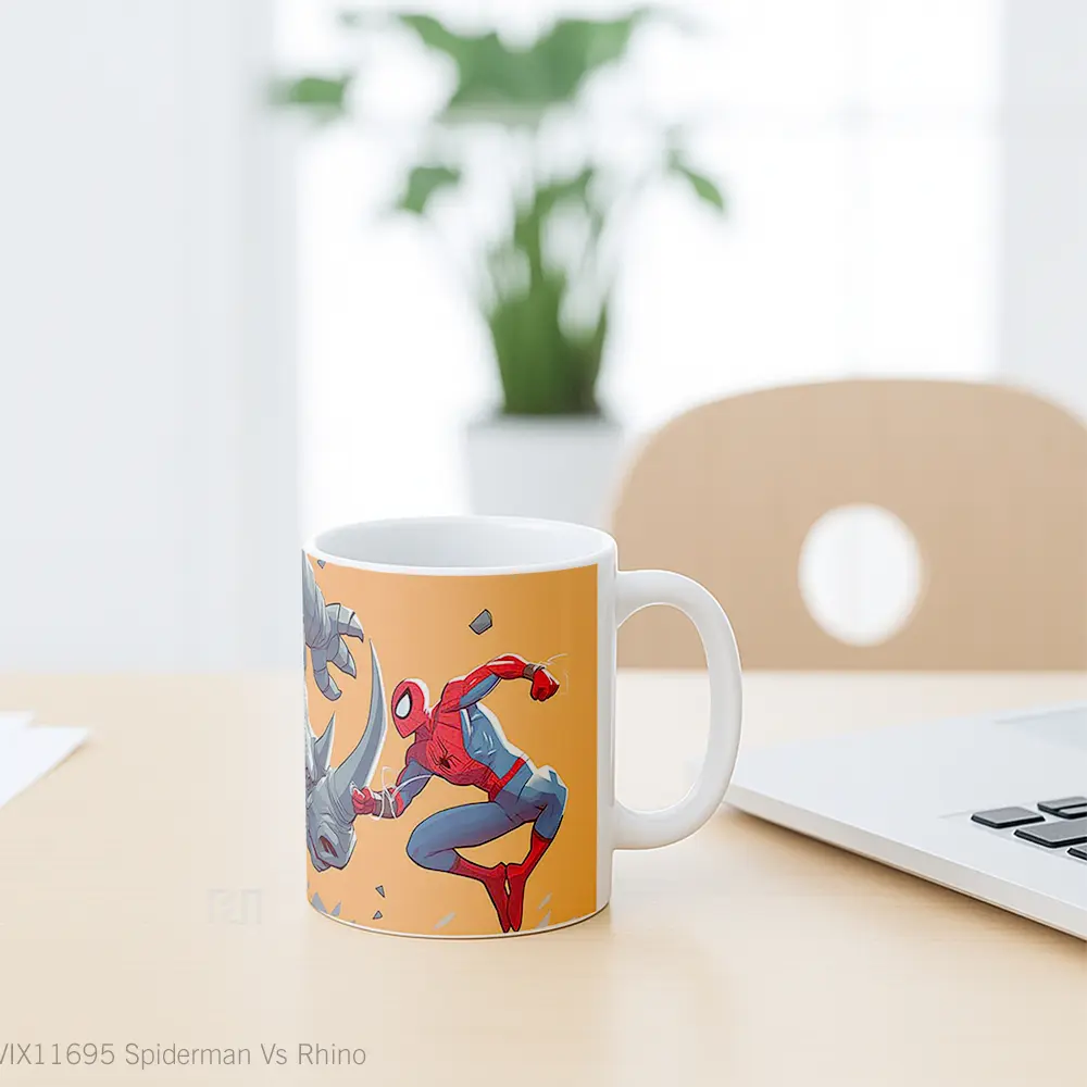 Mug Spiderman Vs Rhino Koleksi Mug Film dan Komik - All-side / Desain
