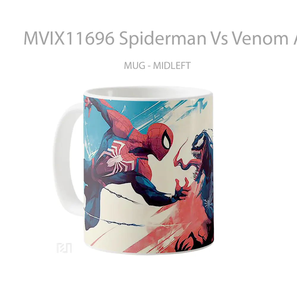 Mug Spiderman Vs Venom Action Scene Merchandise Karakter Ikonik - All-side / Desain