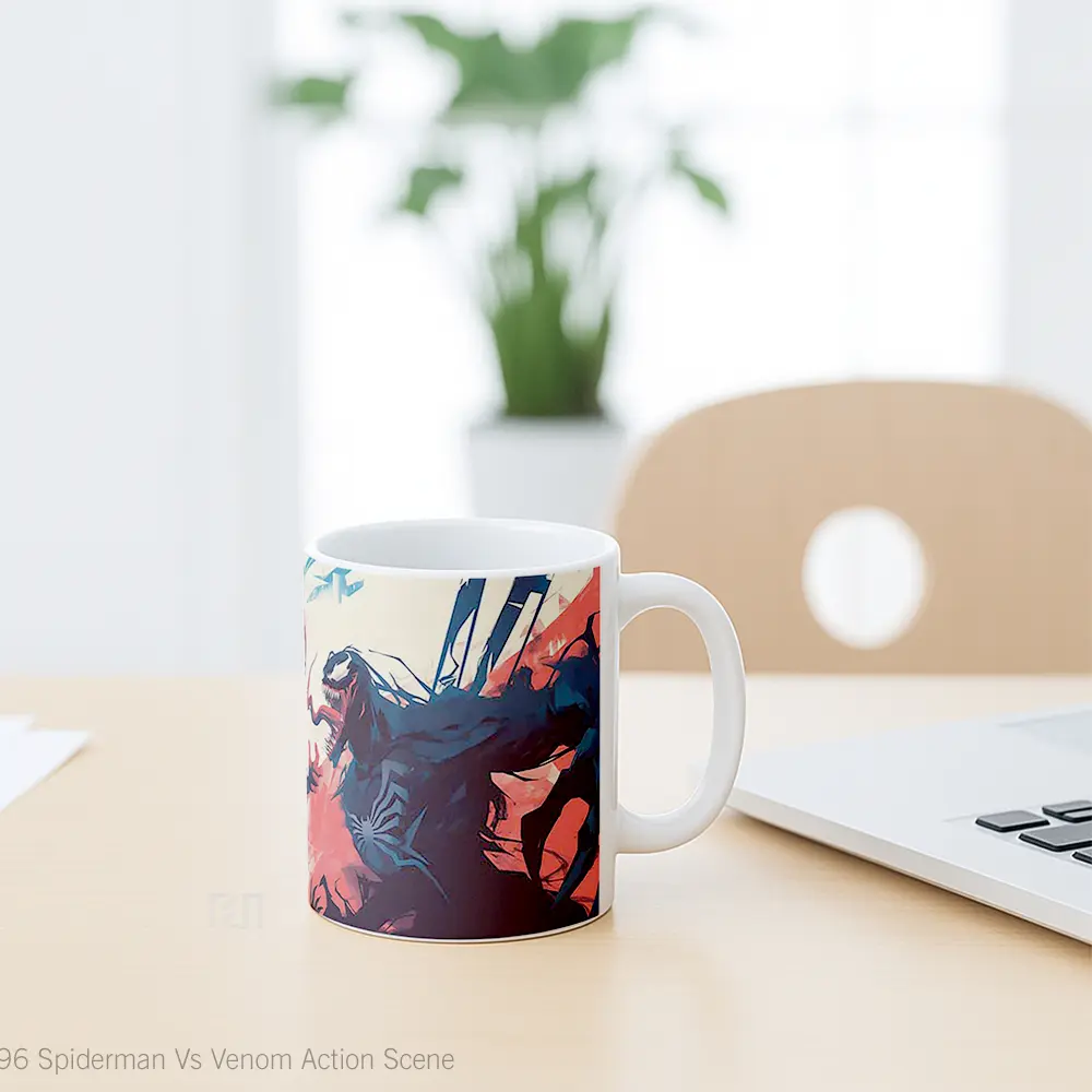 Mug Spiderman Vs Venom Action Scene Merchandise Karakter Ikonik - All-side / Desain