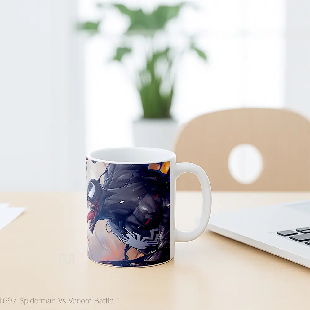 Mug Spiderman Vs Venom Battle 1 Merchandise Karakter Ikonik - All-side / Desain