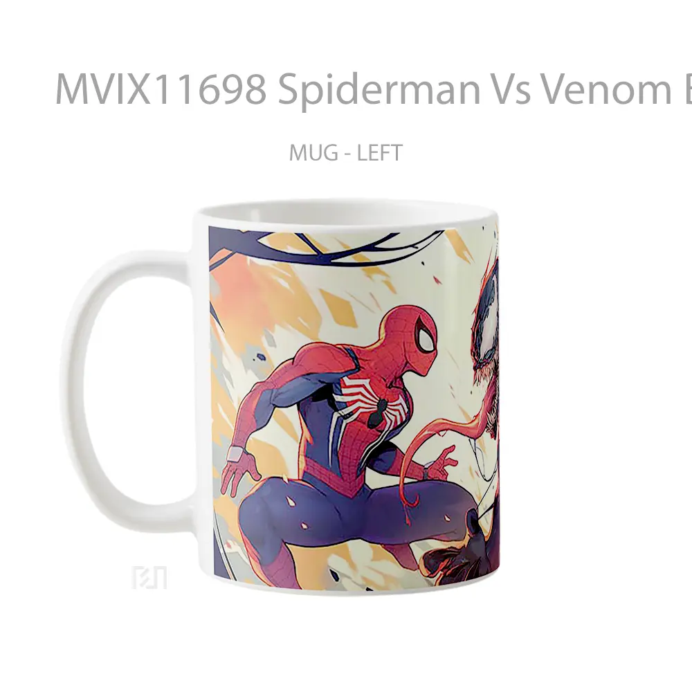 Mug Spiderman Vs Venom Battle Gelas Keramik Koleksi Superhero - All-side / Desain