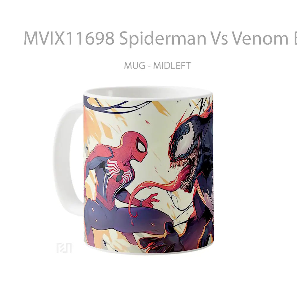 Mug Spiderman Vs Venom Battle Gelas Keramik Koleksi Superhero - All-side / Desain
