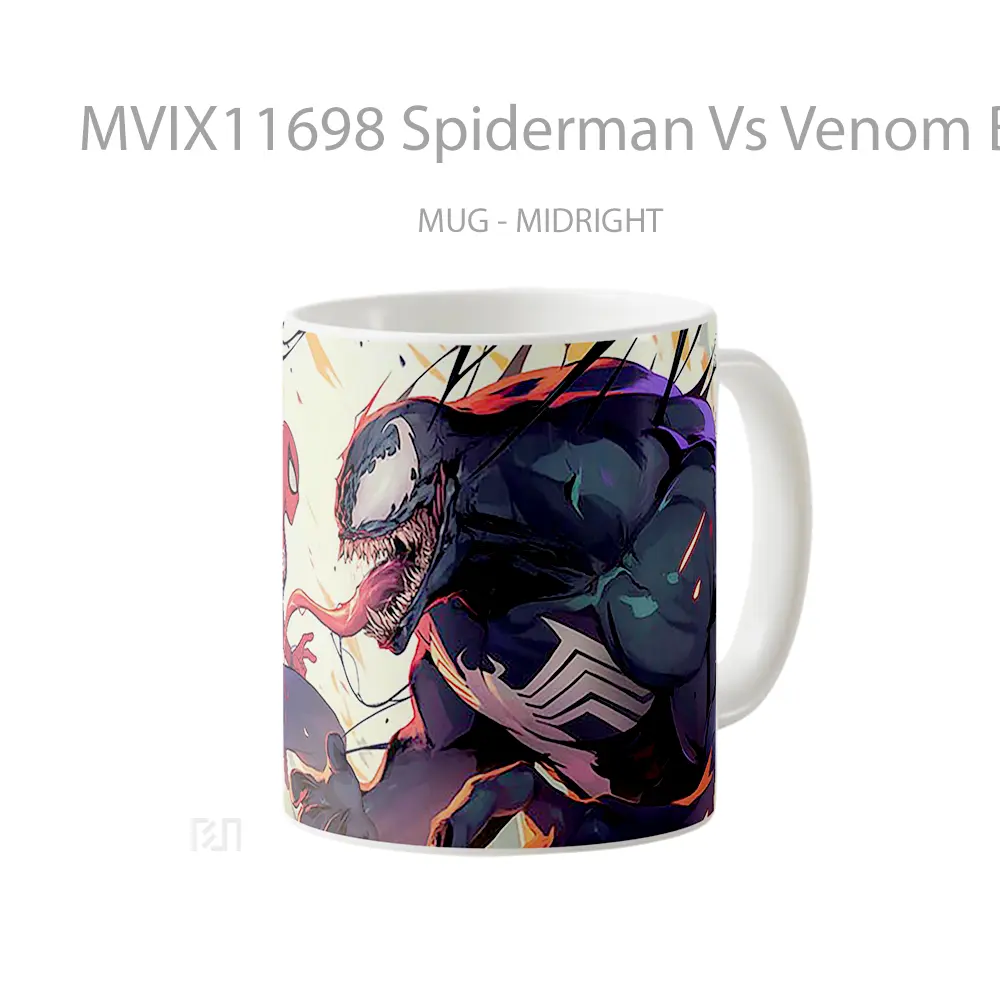 Mug Spiderman Vs Venom Battle Gelas Keramik Koleksi Superhero - All-side / Desain