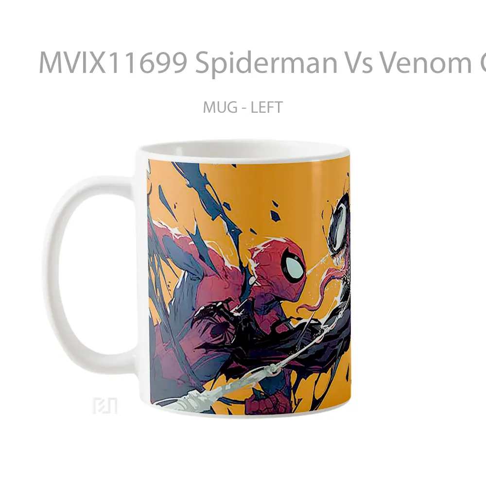 Mug Spiderman Vs Venom Clash Gelas Keramik Koleksi Superhero - All-side / Desain