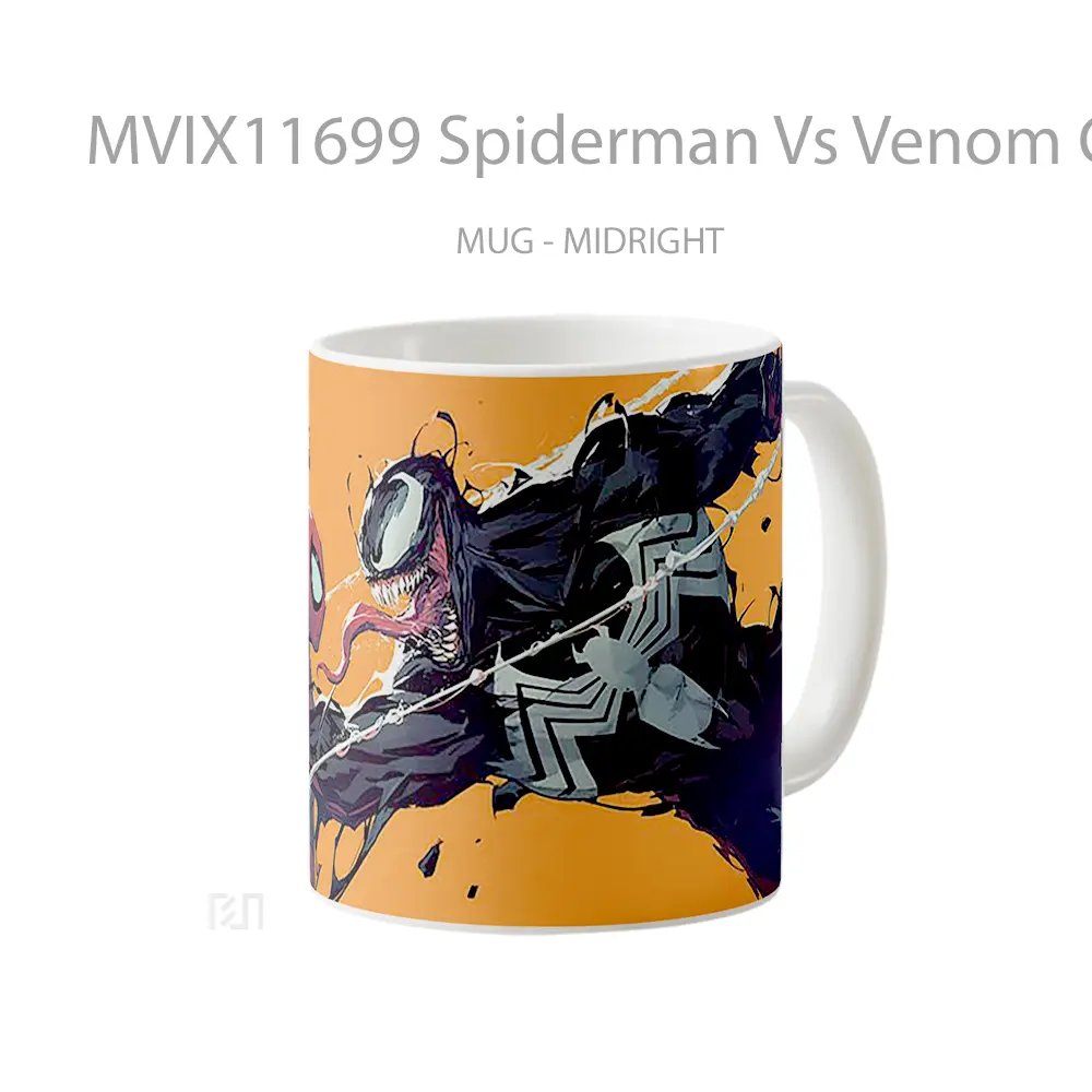 Mug Spiderman Vs Venom Clash Gelas Keramik Koleksi Superhero - All-side / Desain