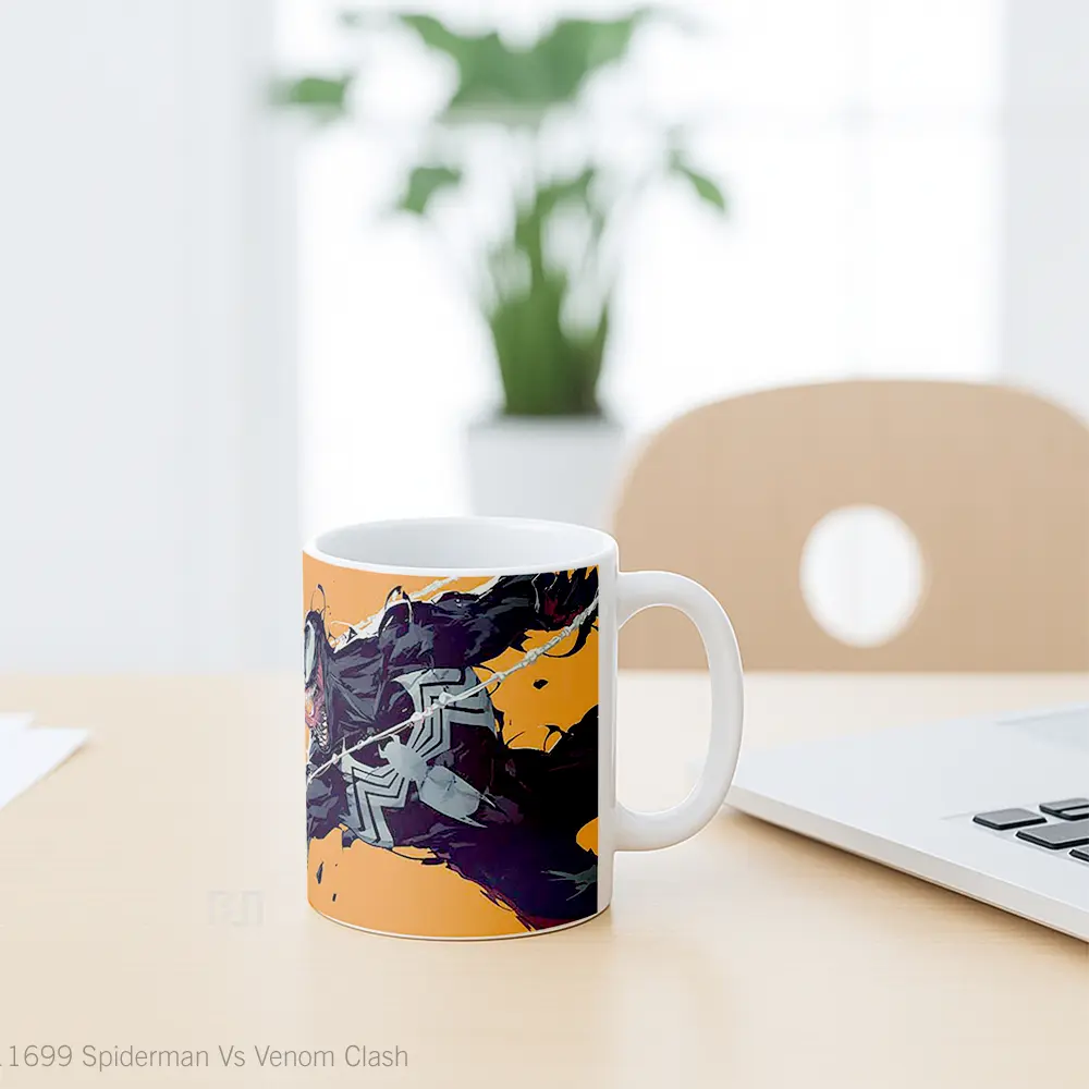 Mug Spiderman Vs Venom Clash Gelas Keramik Koleksi Superhero - All-side / Desain