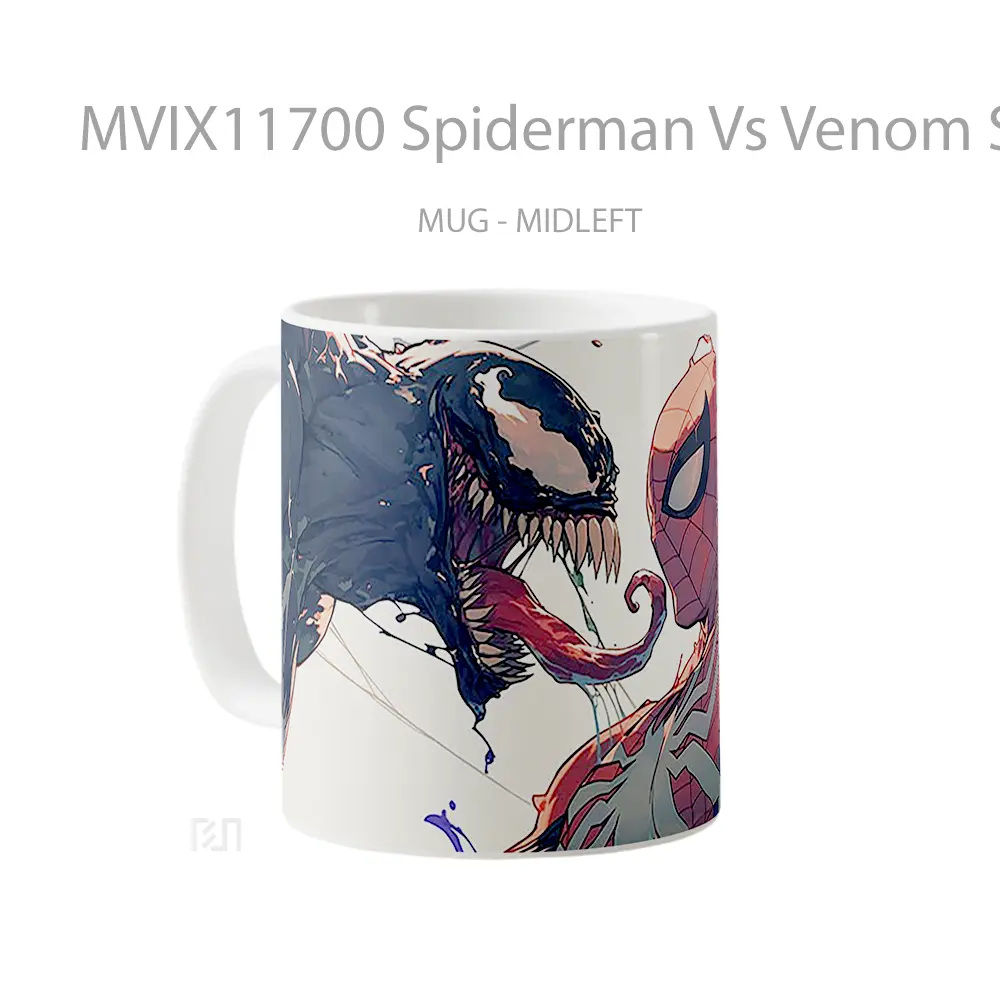 Mug Spiderman Vs Venom Showdown Gelas Keramik Koleksi Superhero - All-side / Desain