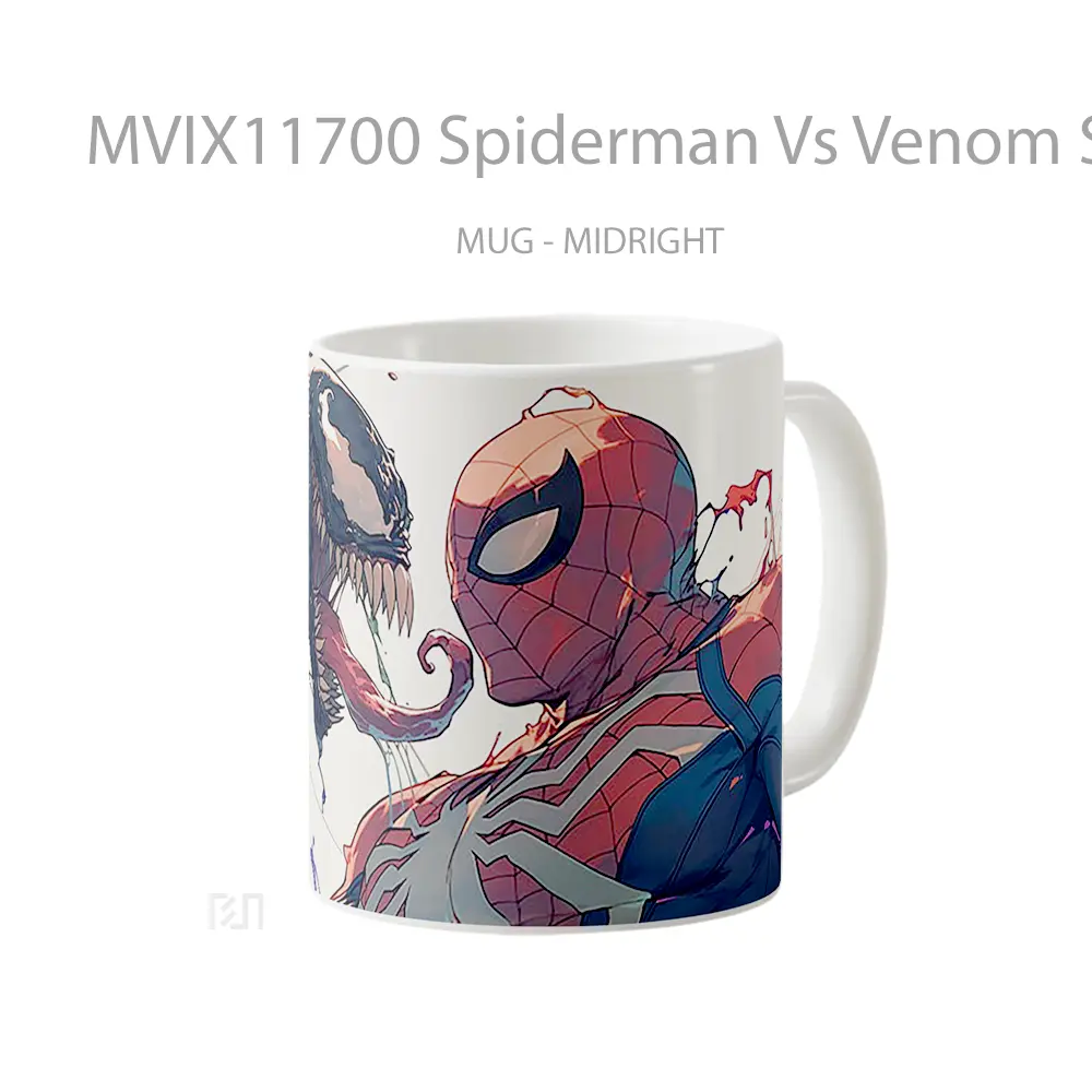 Mug Spiderman Vs Venom Showdown Gelas Keramik Koleksi Superhero - All-side / Desain