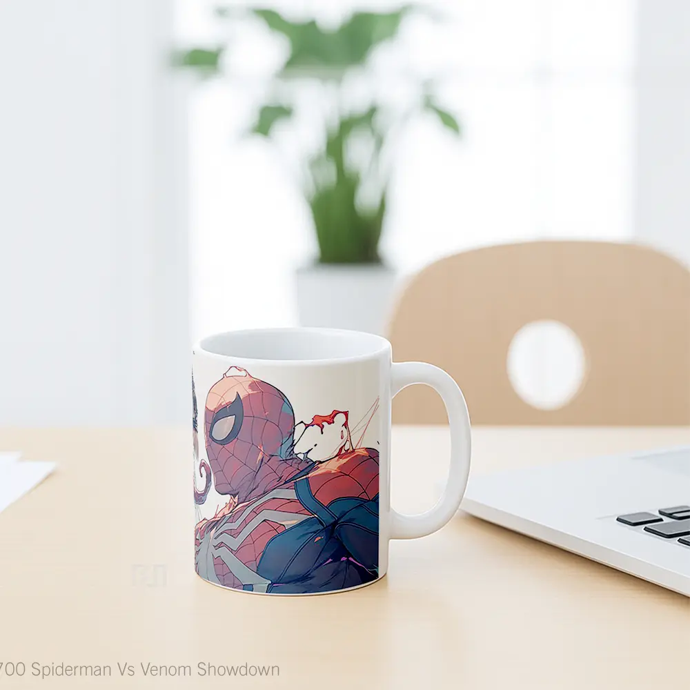 Mug Spiderman Vs Venom Showdown Gelas Keramik Koleksi Superhero - All-side / Desain