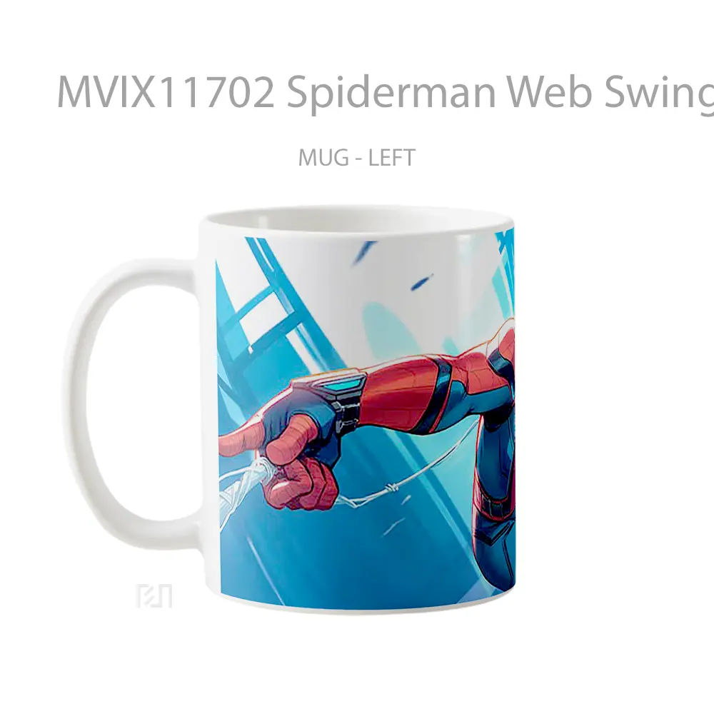 Mug Spiderman Web Swinging Cool Koleksi Mug Film dan Komik - All-side / Desain