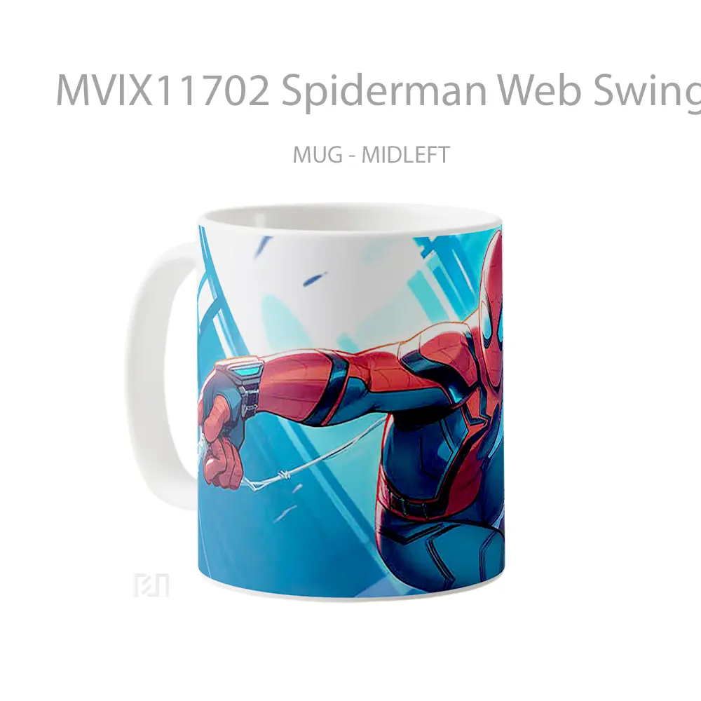 Mug Spiderman Web Swinging Cool Koleksi Mug Film dan Komik - All-side / Desain