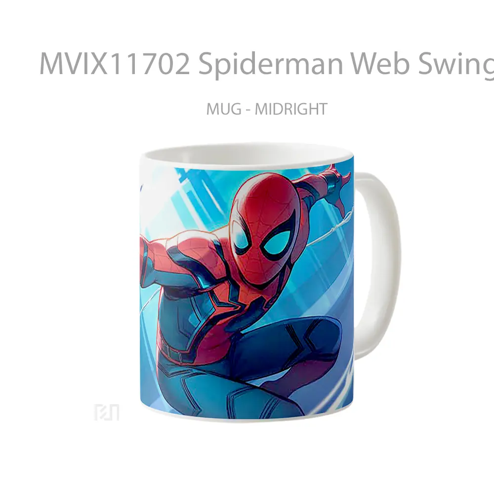 Mug Spiderman Web Swinging Cool Koleksi Mug Film dan Komik - All-side / Desain