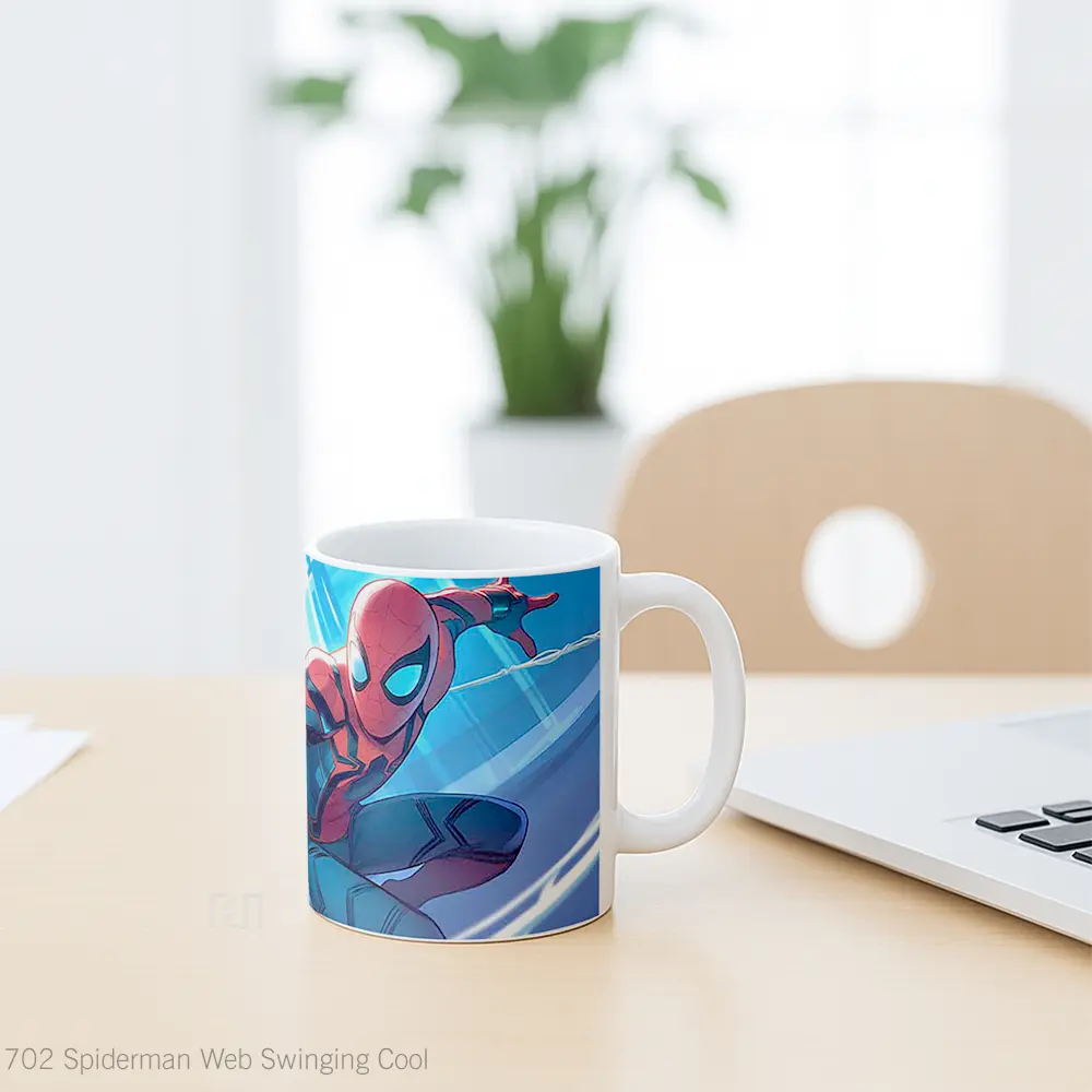 Mug Spiderman Web Swinging Cool Koleksi Mug Film dan Komik - All-side / Desain