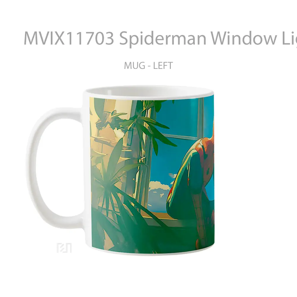 Mug Spiderman Window Light Aesthetic Koleksi Mug Film dan Komik - All-side / Desain
