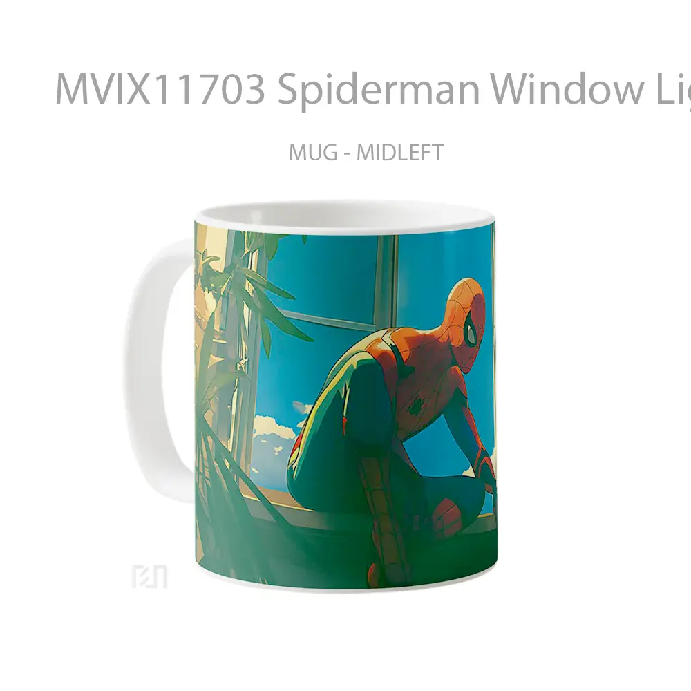 Mug Spiderman Window Light Aesthetic Koleksi Mug Film dan Komik - All-side / Desain