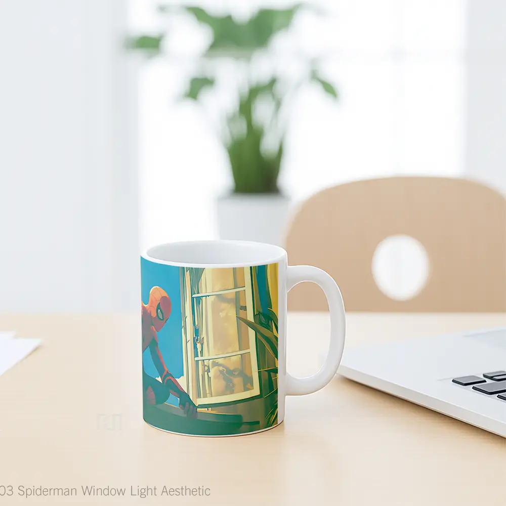 Mug Spiderman Window Light Aesthetic Koleksi Mug Film dan Komik - All-side / Desain