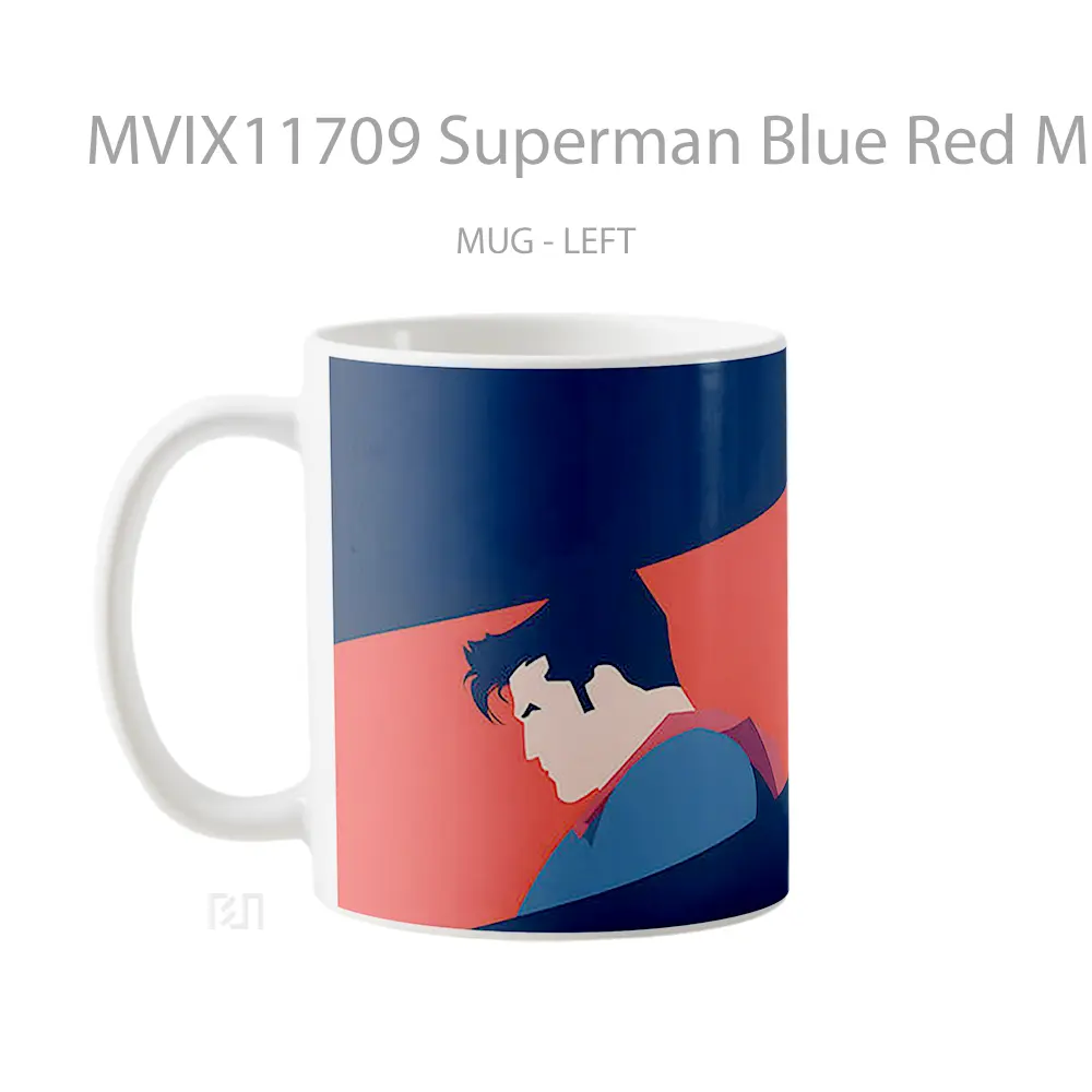 Mug Superman Blue Red Minimalist Gelas Keramik Koleksi Superhero - All-side / Desain