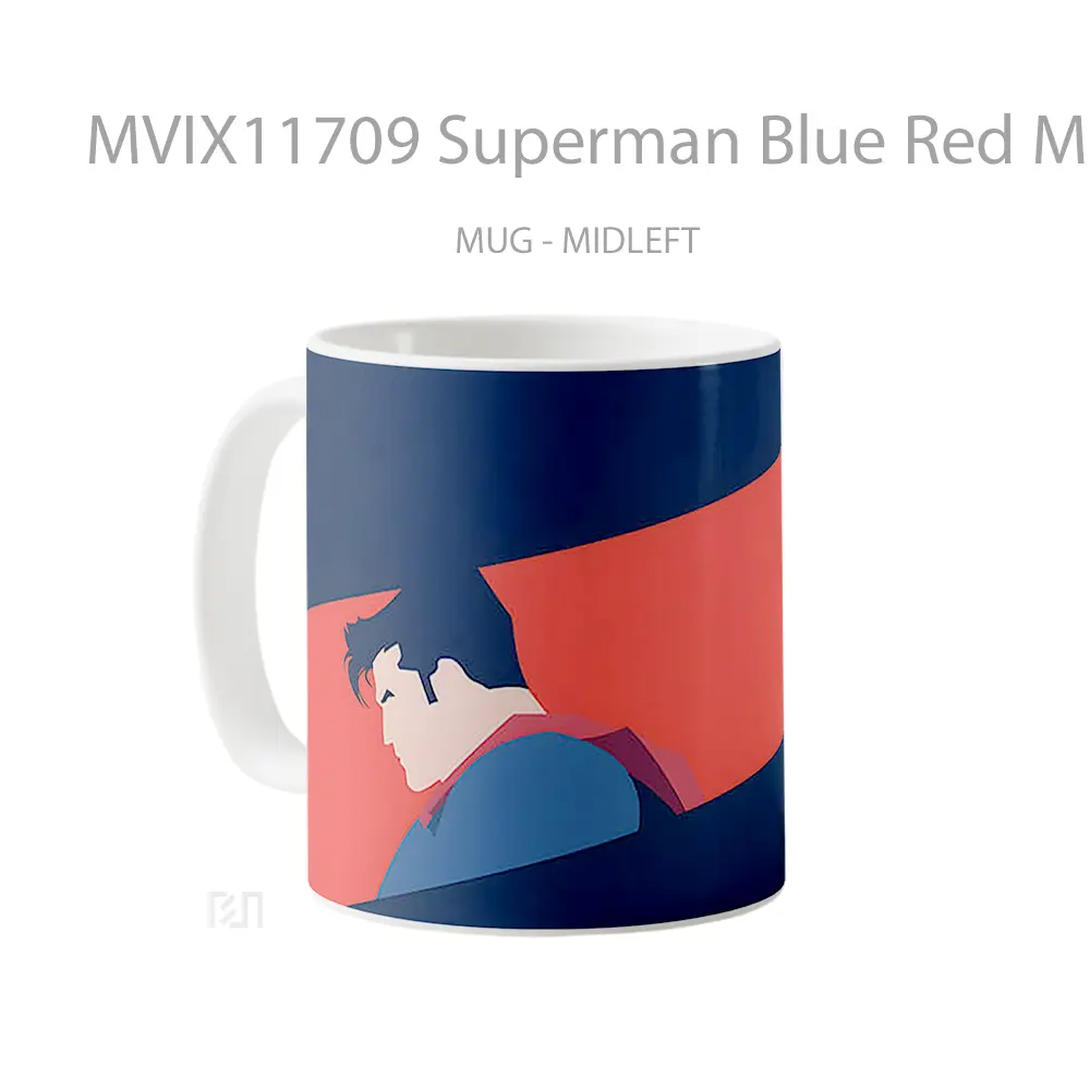 Mug Superman Blue Red Minimalist Gelas Keramik Koleksi Superhero - All-side / Desain