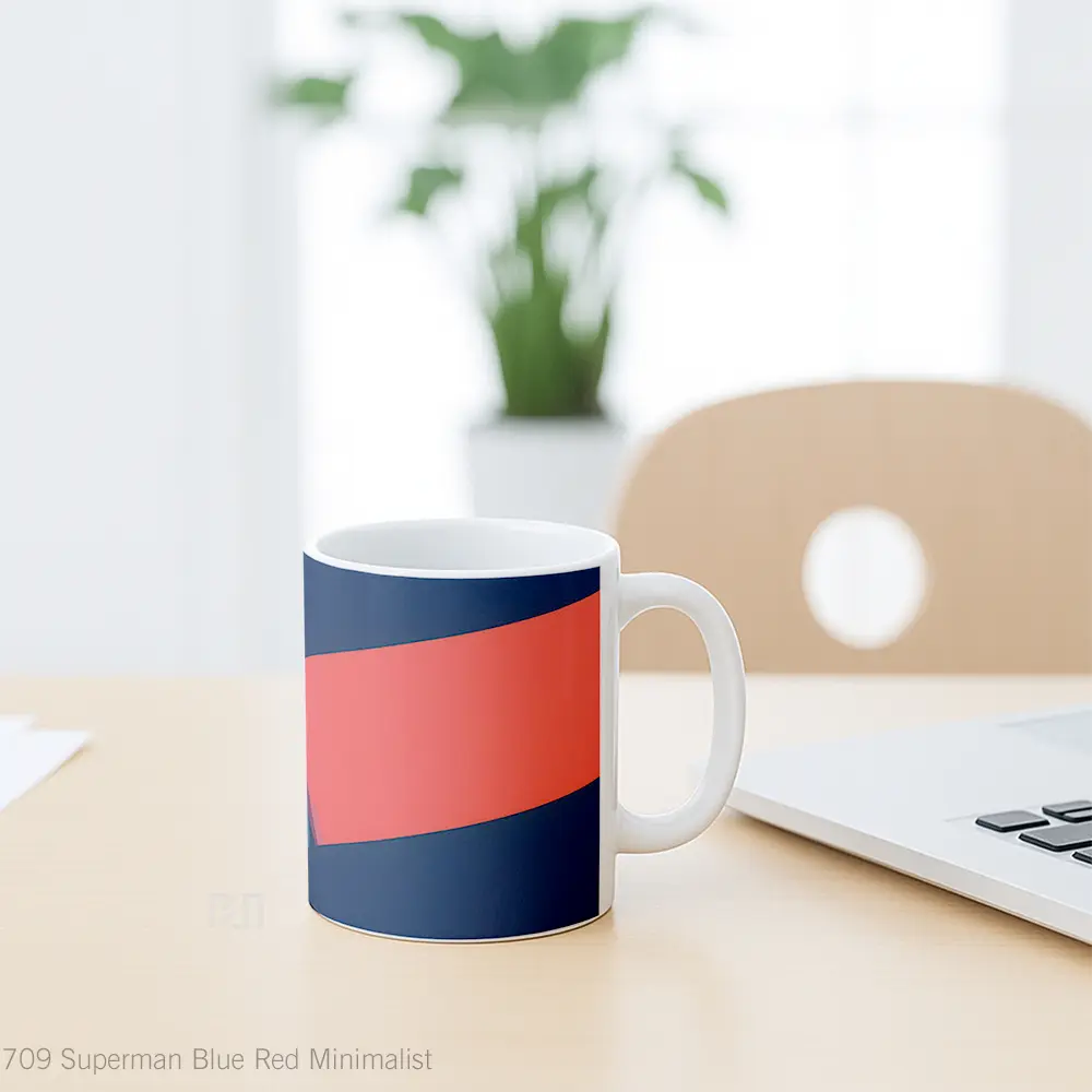 Mug Superman Blue Red Minimalist Gelas Keramik Koleksi Superhero - All-side / Desain
