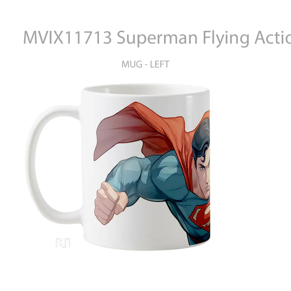 Mug Superman Flying Action Comic Style Hadiah Spesial Fans Superhero - All-side / Desain