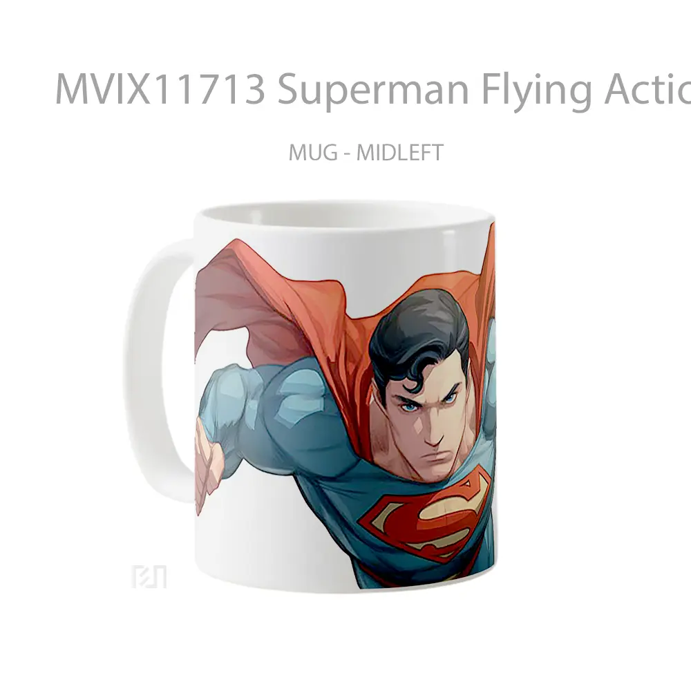 Mug Superman Flying Action Comic Style Hadiah Spesial Fans Superhero - All-side / Desain