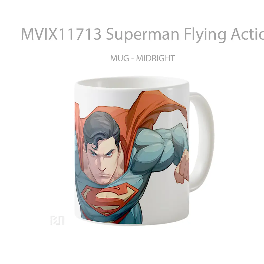 Mug Superman Flying Action Comic Style Hadiah Spesial Fans Superhero - All-side / Desain