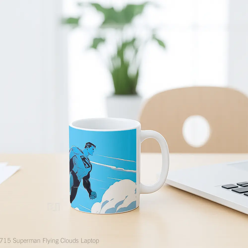 Mug Superman Flying Clouds Laptop Gelas Keramik Koleksi Superhero - All-side / Desain