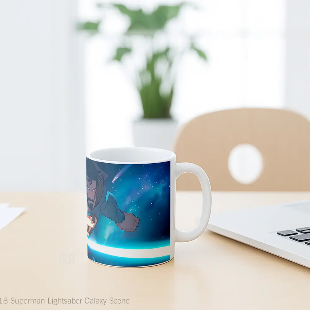 Mug Superman Lightsaber Galaxy Scene Hadiah Spesial Fans Superhero - All-side / Desain