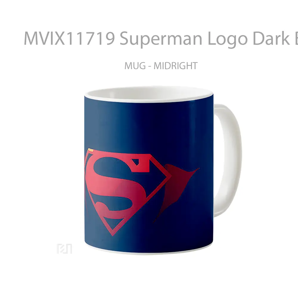Mug Superman Logo Dark Blue Minimalist Gelas Keramik Koleksi Superhero - All-side / Desain