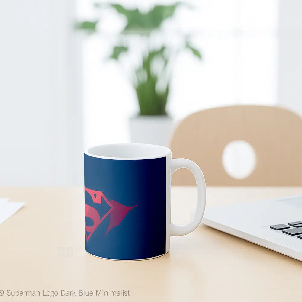 Mug Superman Logo Dark Blue Minimalist Gelas Keramik Koleksi Superhero - All-side / Desain