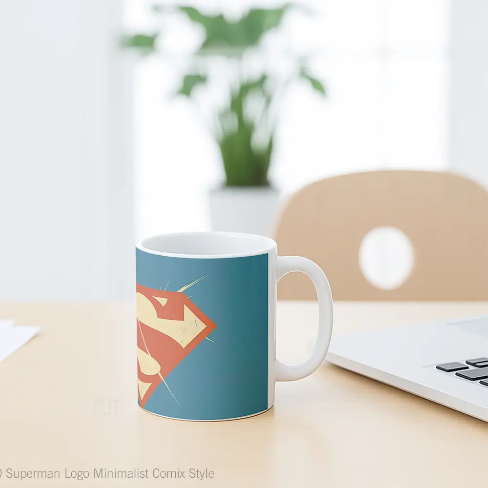 Mug Superman Logo Minimalist Comix Style Koleksi Mug Film dan Komik - All-side / Desain