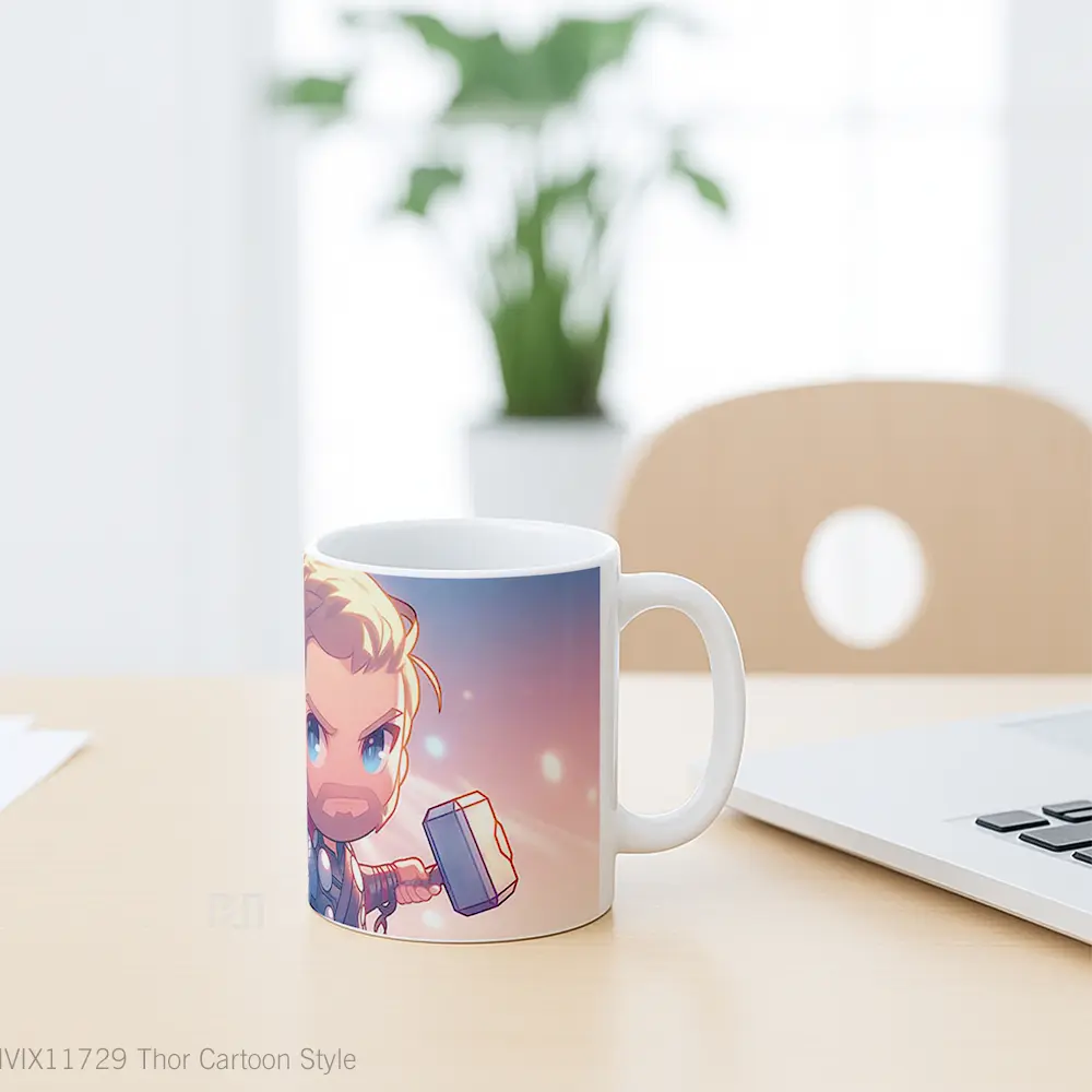 Mug Thor Cartoon Style Gelas Keramik Desain Unik - All-side / Desain