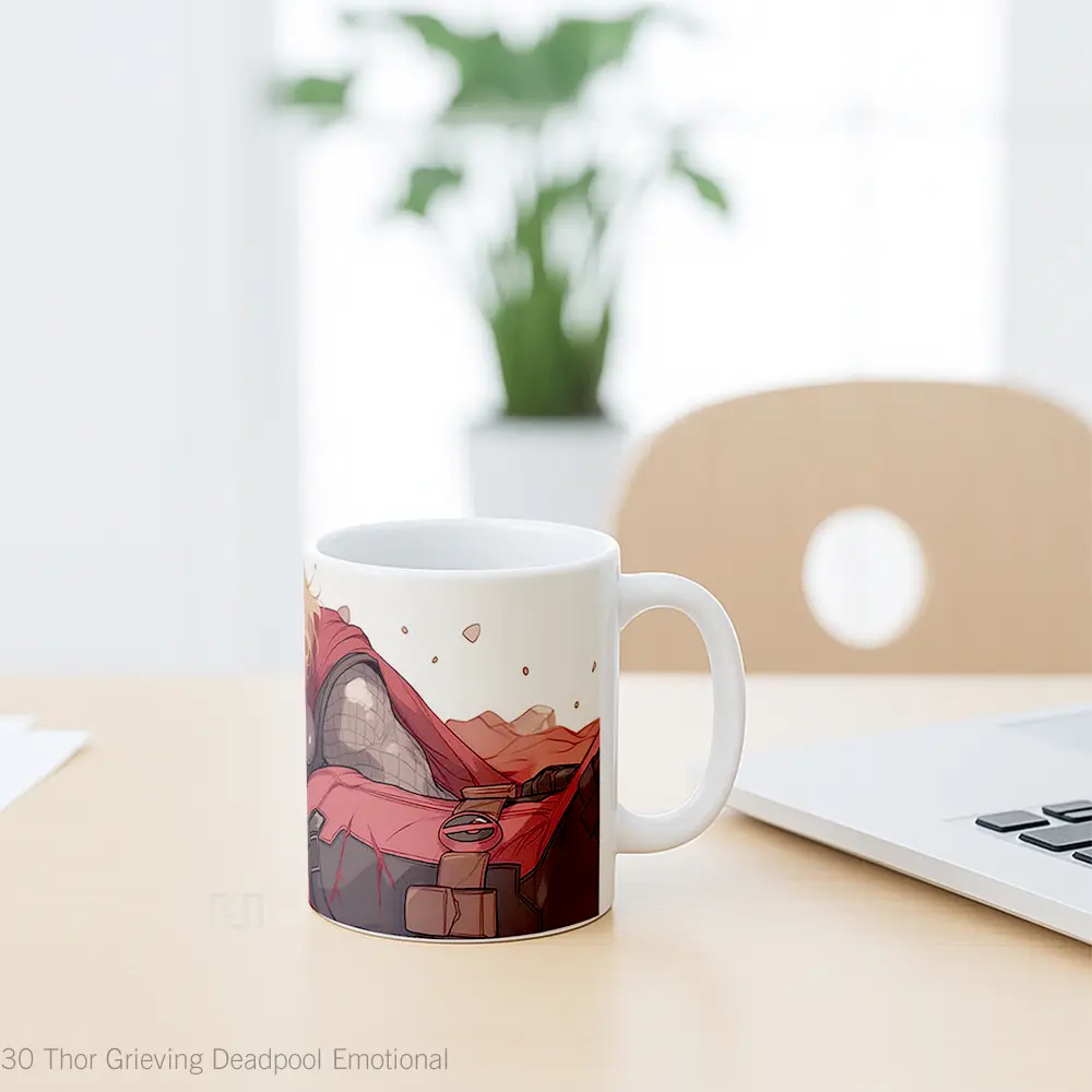 Mug Thor Grieving Deadpool Emotional Hadiah Lucu dan Menarik - All-side / Desain