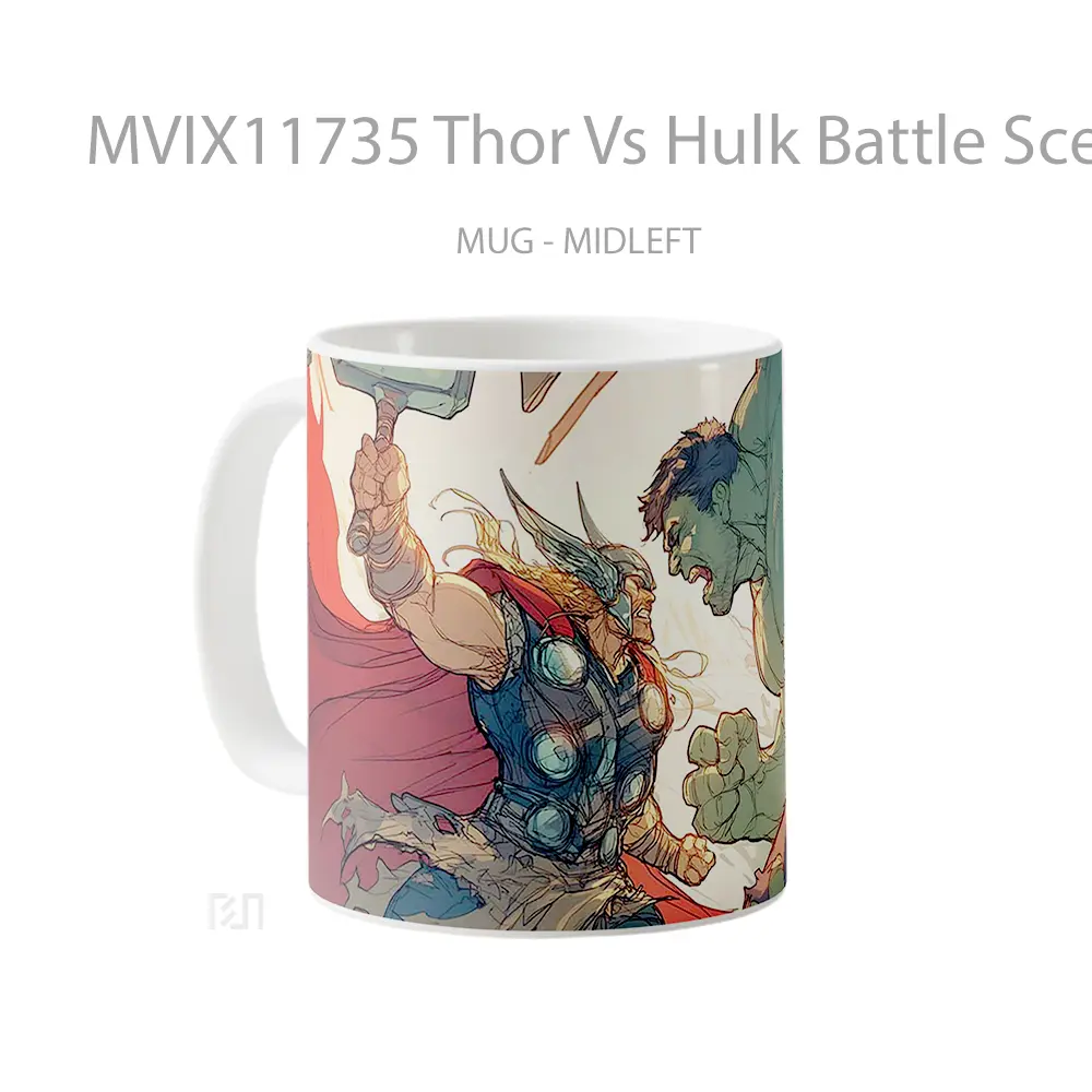 Mug Thor Vs Hulk Battle Scene Marvel Koleksi Mug Film dan Komik - All-side / Desain